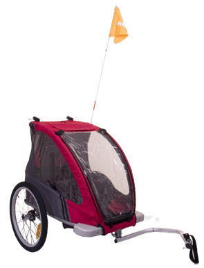 REX CYKELKÄRRA FÖR 1 BARN GRÅ/RÖD/SVART