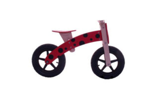 GÅCYKEL  RÖD M. SVARTA FLÄCKAR TRÄ