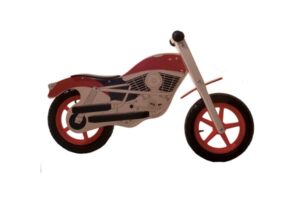 GÅCYKEL MOTORCYKEL RÖD/SVART TRÄ