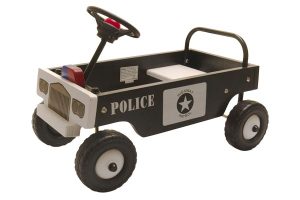 LÅDBIL POLISBIL SVART/VIT TRÄ